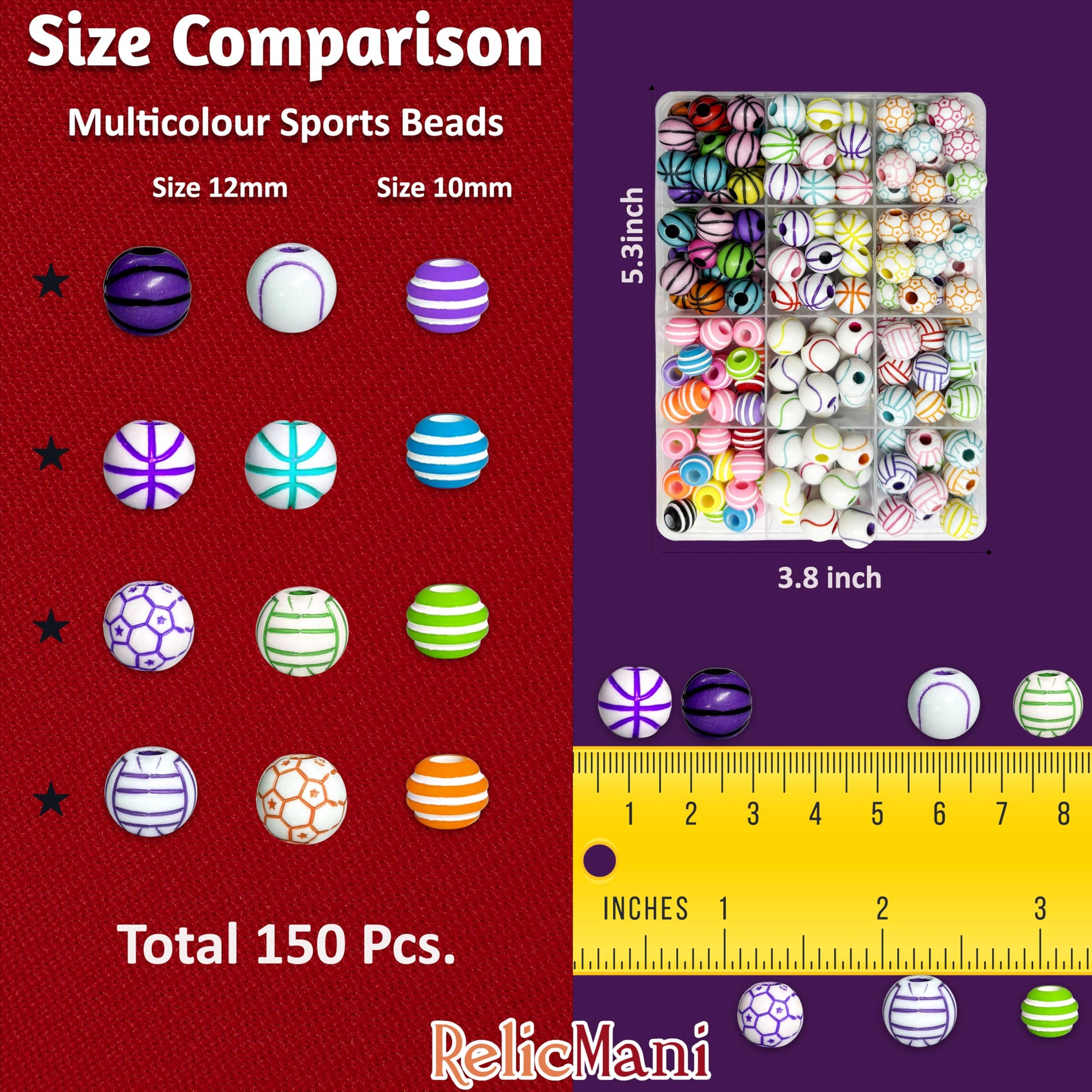 Multicolor Sports Ball Beads Kit, Colorful Acrylic Multicolour 2 image 2