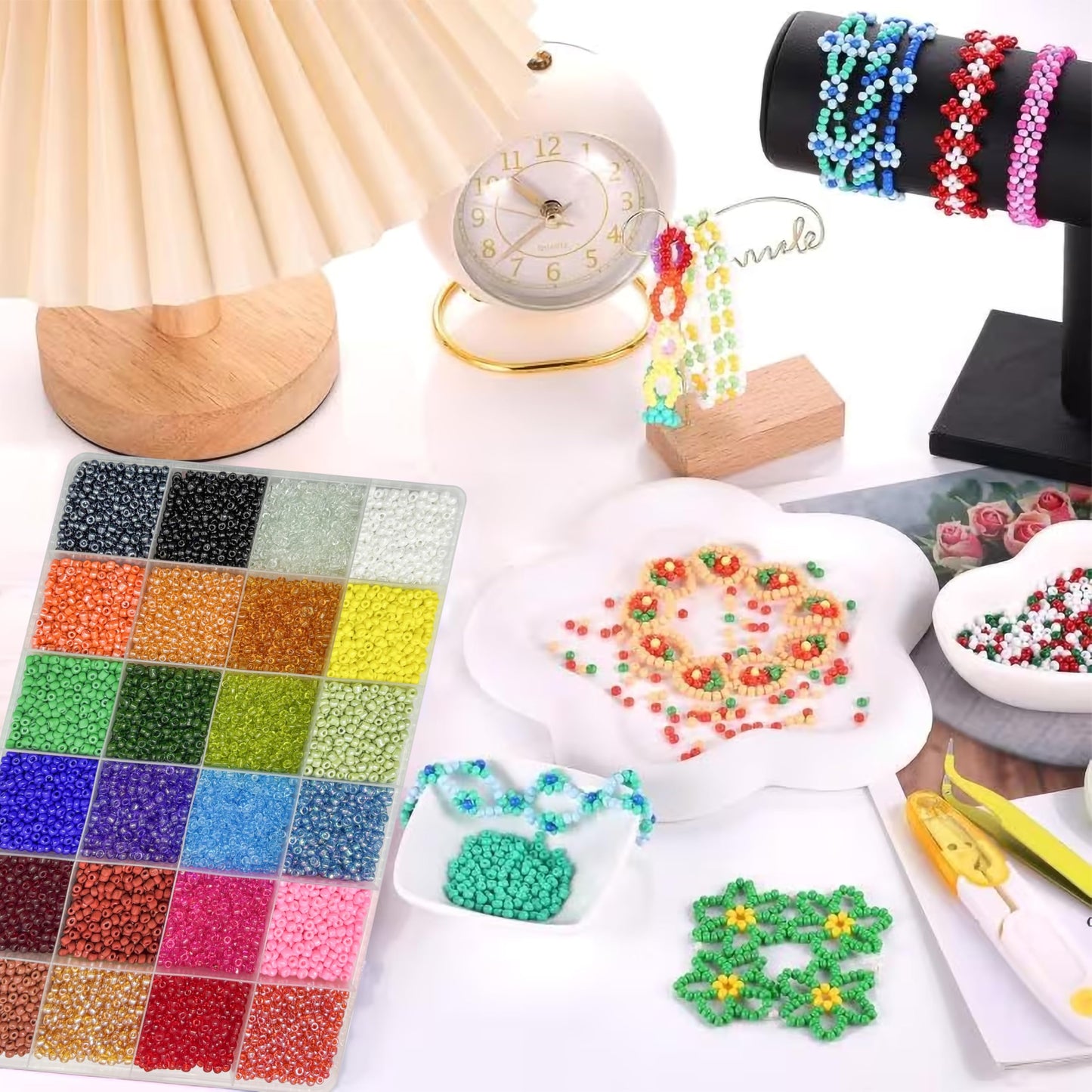 Glass Seed Beads for Jewellery Making, 3mm Small Mini Beads 24 Colours image 4