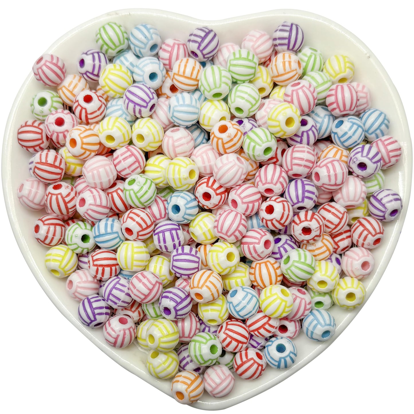 Multicolor volleyball pattern round beads