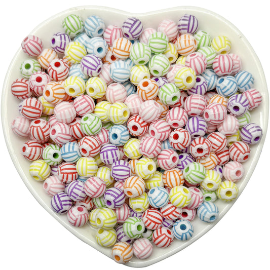 Multicolor volleyball pattern round beads