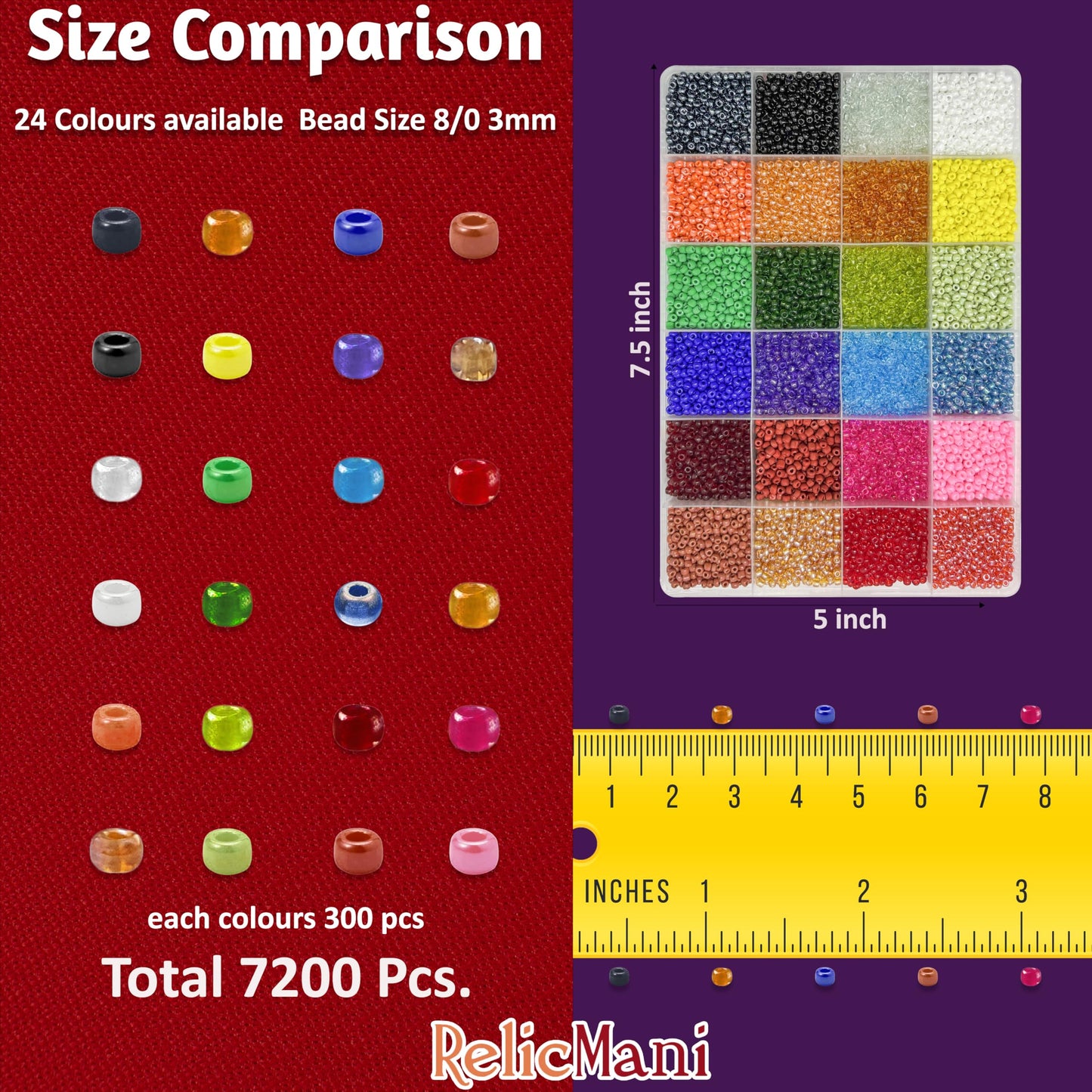 Glass Seed Beads for Jewellery Making, 3mm Small Mini Beads 24 Colours image 3