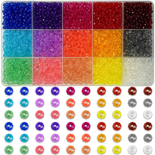 Tyre Shape Crystal Beads for Jewellery Making, 15-Color Multicolour 02 product image