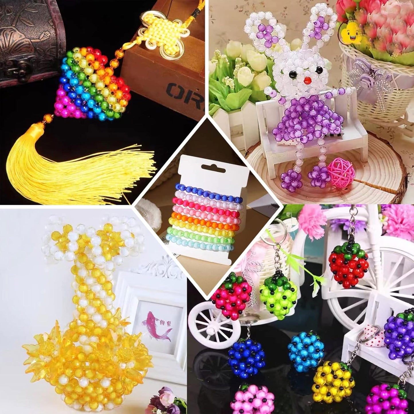 The look of multicolour and pearl 8mm beads suits handmade accessories and bracelet making, especially for projects a neat clean decorative finish.