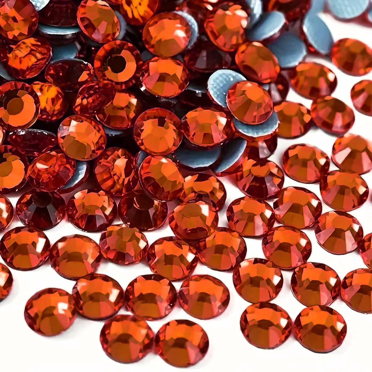 Orange 5MM Round Resin Rhinestones for Craft Embroidery Jewelry Making Glass. Main product image showing the full assortment for jewelry making and craft work.