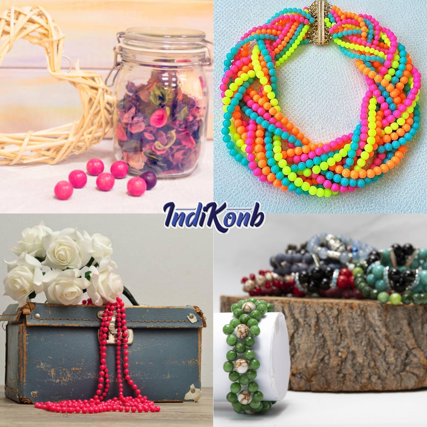 Use 6mm and multicolour 6mm beads to give handmade accessories and bracelet making projects a neat clean decorative finish.