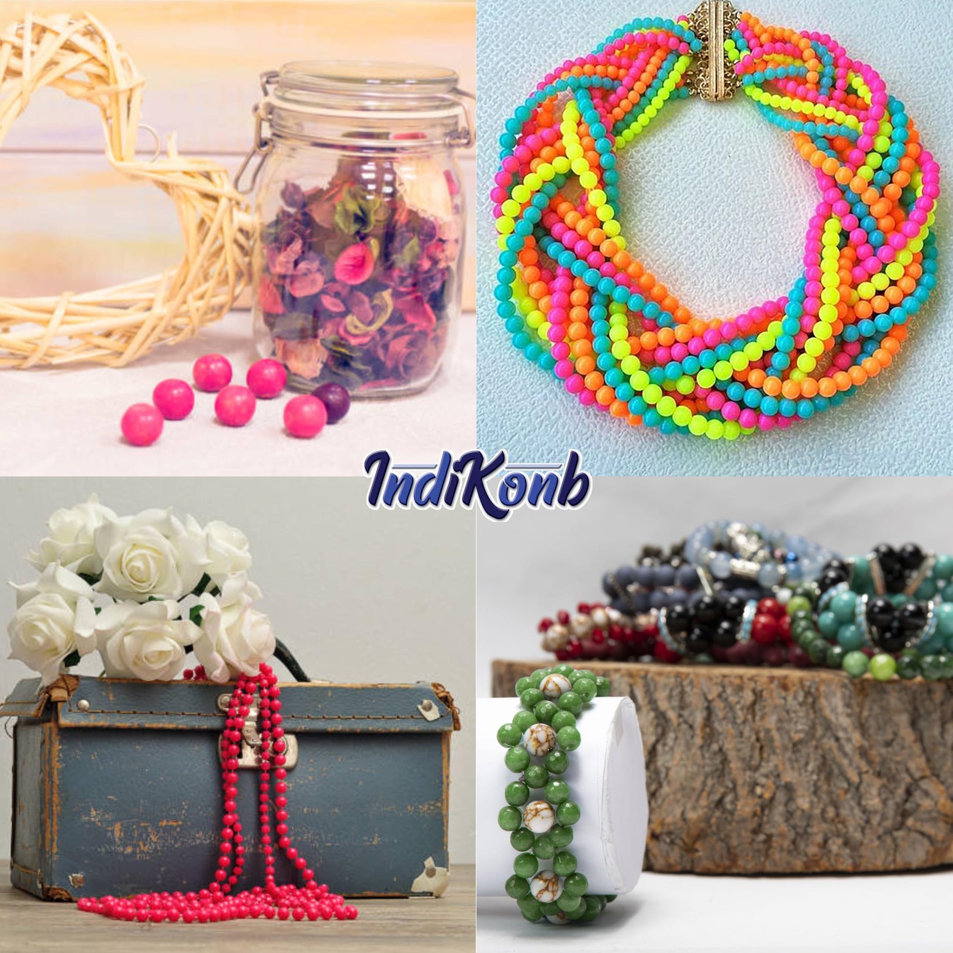 Use 6mm and multicolour 6mm beads to give handmade accessories and bracelet making projects a neat clean decorative finish.