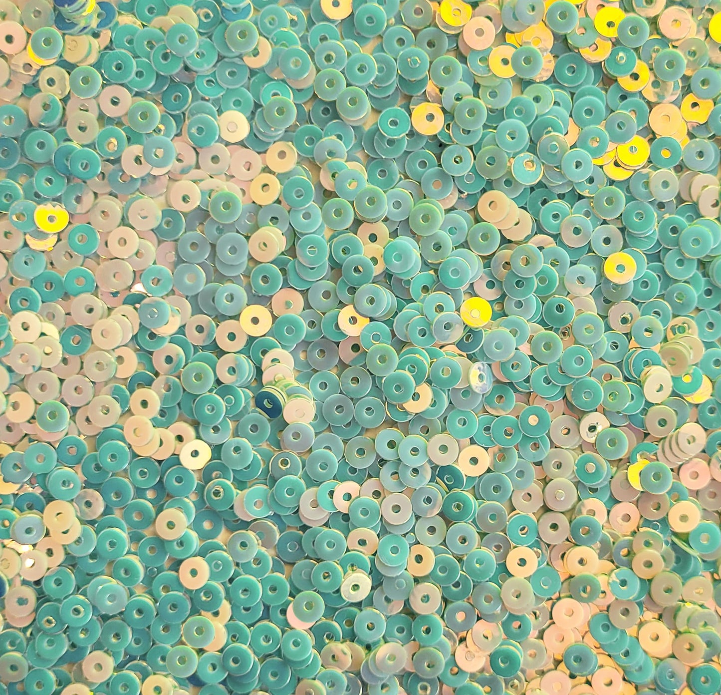 Summer Green Shiny Sequins Round Shape. Main product image showing the full assortment for jewelry making and craft work.