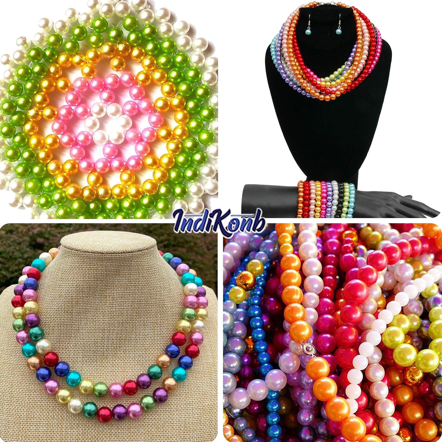 Multicolour and pearl 8mm beads help finish DIY jewellery projects with a refined look.