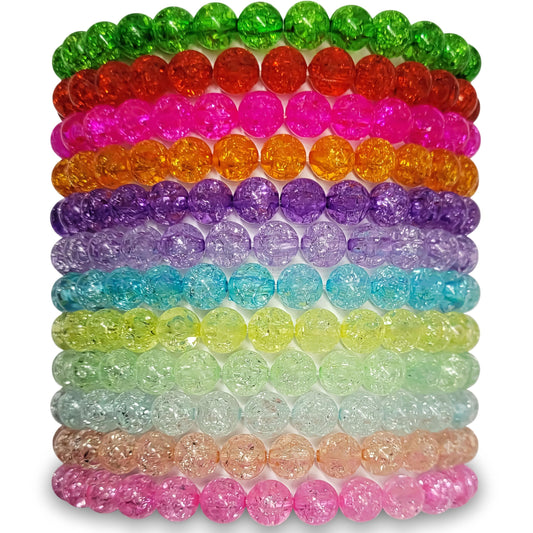 Multicolor Glass Crackle Beads Bracelets Set. Main product image showing the full assortment for jewelry making and craft work.