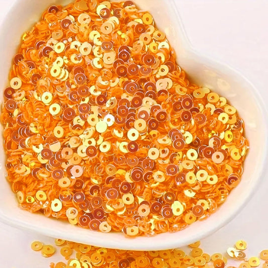 Embroidery for embroidery, craft decoration and fabric embellishment can look sharper with light orange 4mm sequins round shape 4mm sitara sequins with holes.