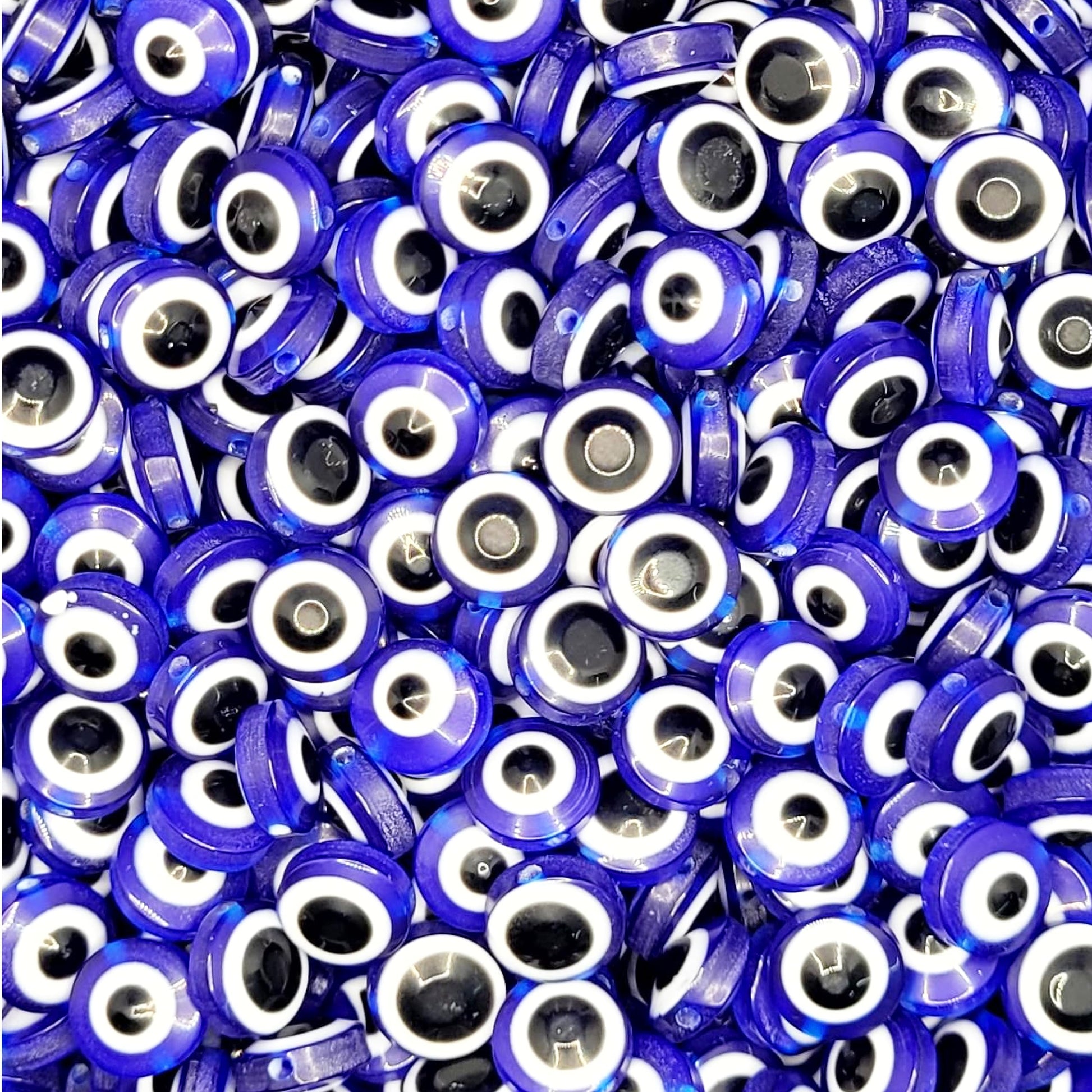 Clean decorative look comes through clearly in blue flat 8 mm beads for bracelet making, necklace making and DIY jewellery projects.