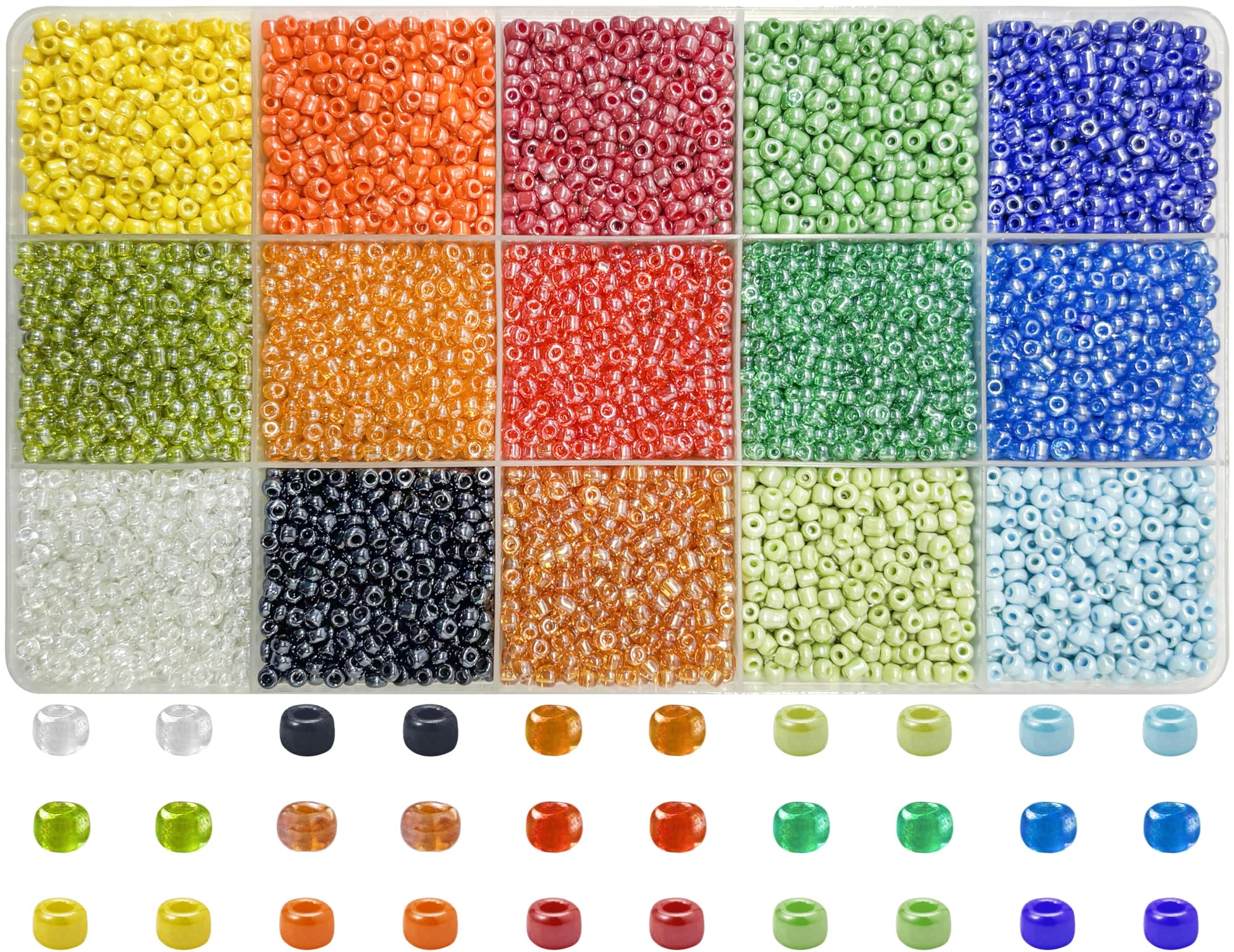 Glass Seed Beads for Jewellery Making, 3mm Small Mini Beads 15 Colours product image