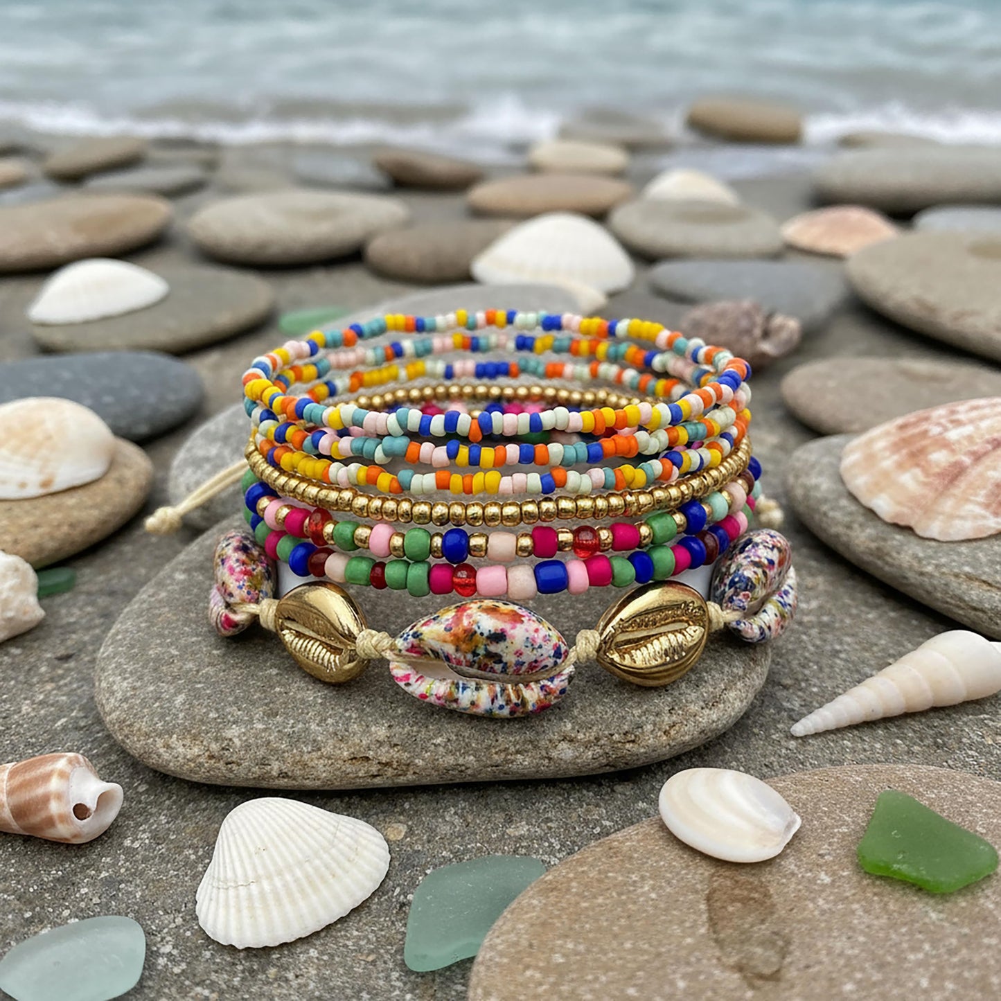 Multicolor Bohemian Layered Bracelet Stack for Women image 3