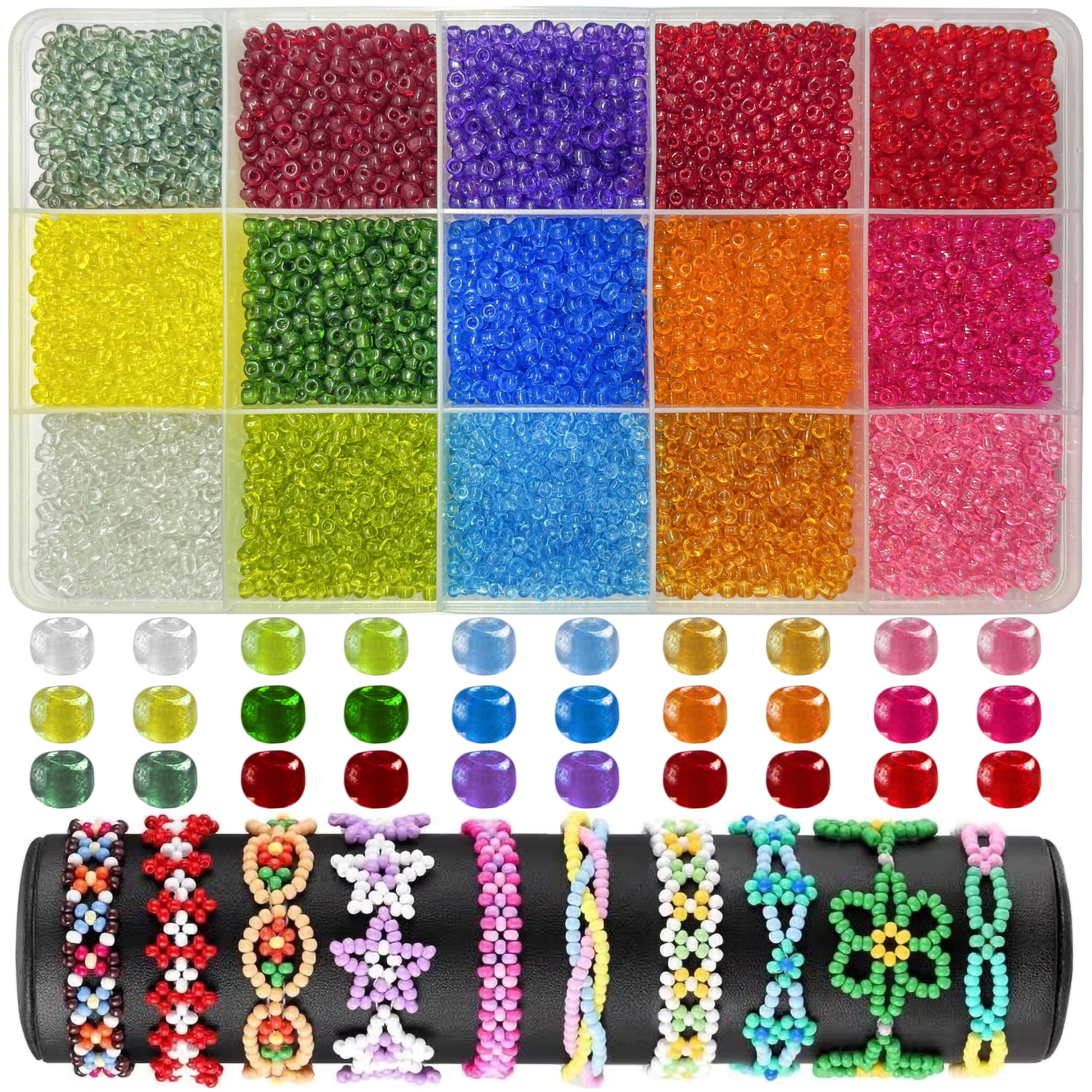 Glass Seed Beads for Jewellery Making, 3mm Small Mini Beads 15 Colour product image