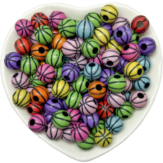 Multicolor round beads with black stripe pattern