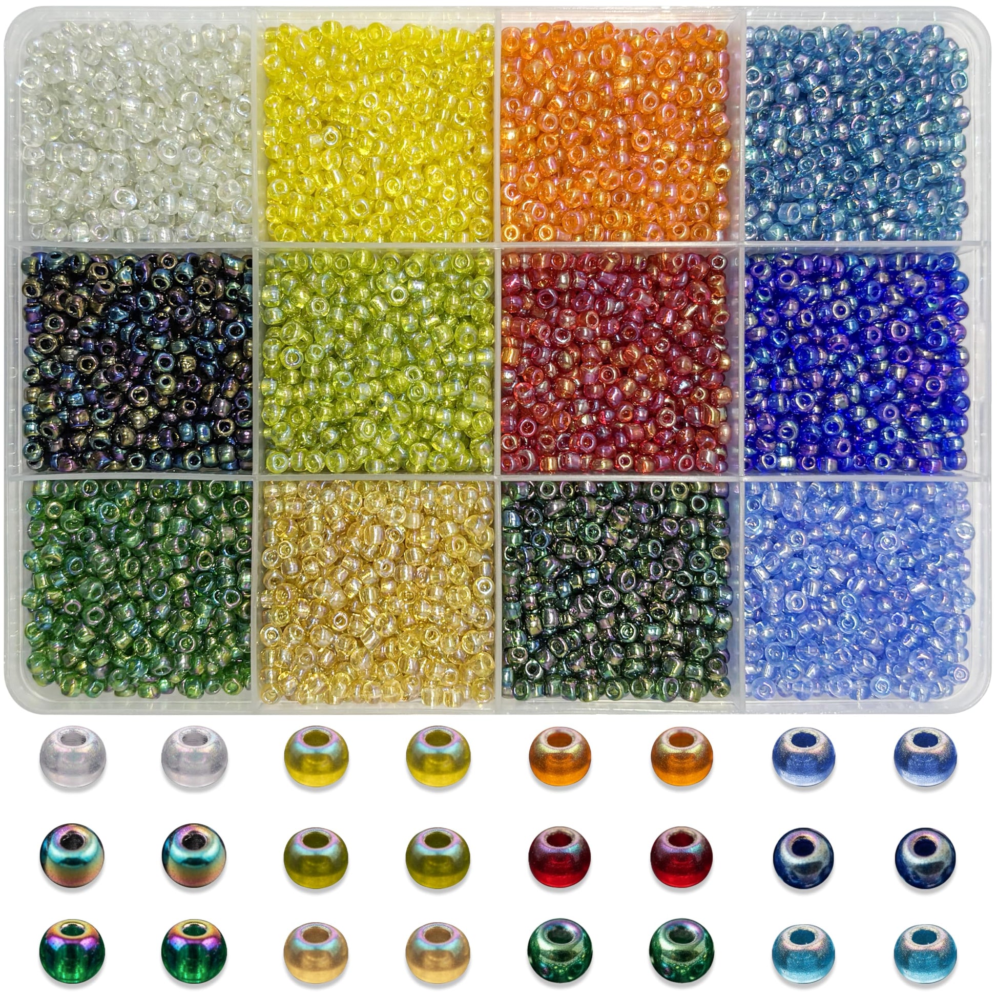 Glass Seed Beads for Jewellery Making, 3mm Small Mini Beads 12 Colour product image