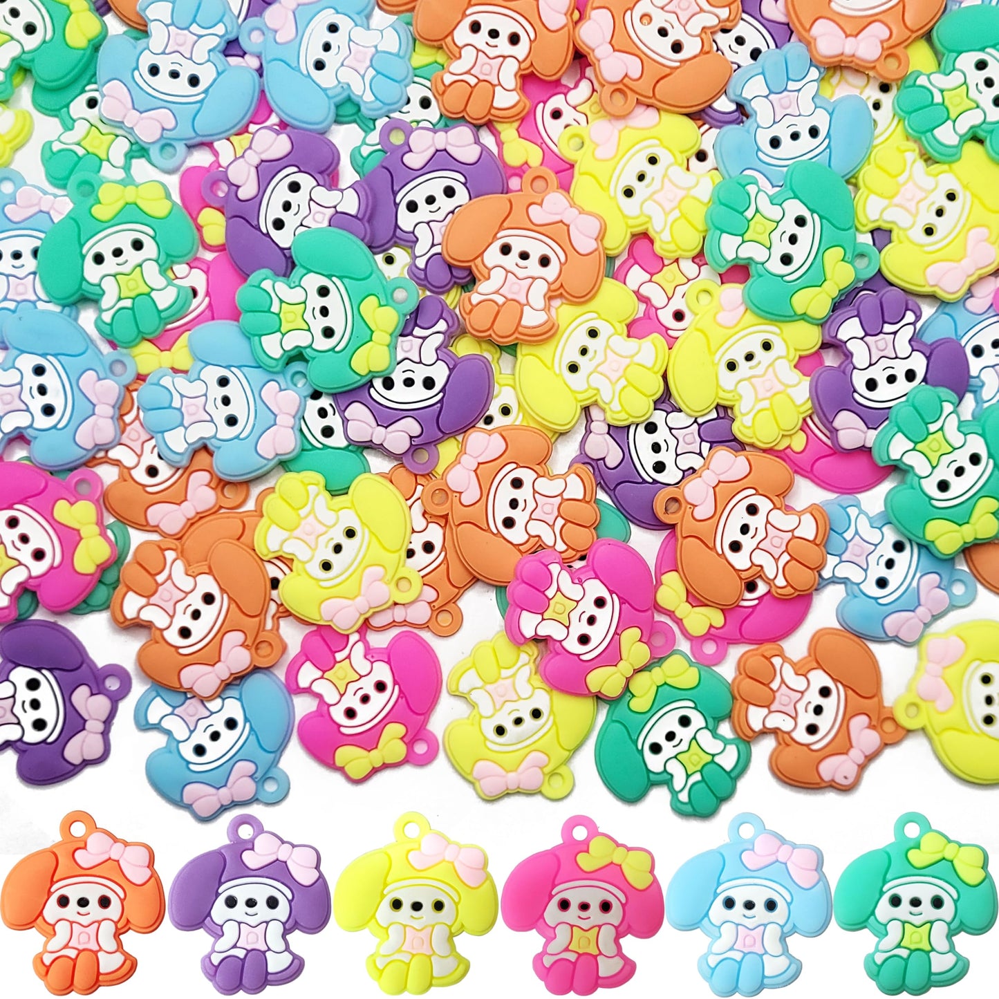 The look of doll charm and multicolour 24 mm keychain rings suits DIY keychains, bag charms and craft accessories, especially for practical look.