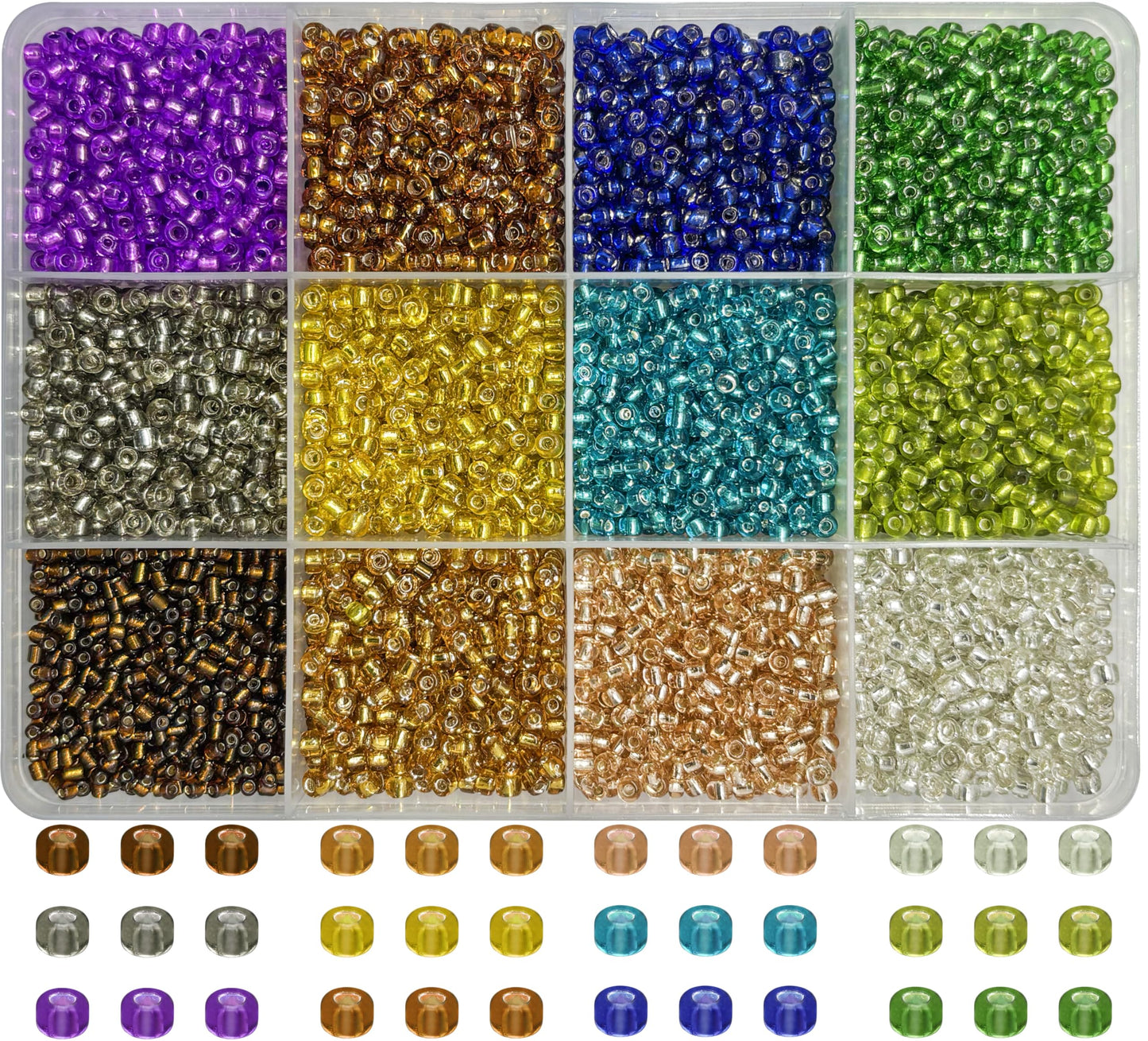 Glass Seed Beads for Jewellery Making, 3mm Small Mini Beads 12 Color product image