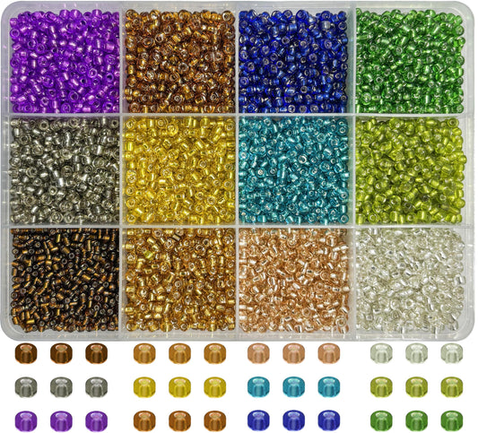 Glass Seed Beads for Jewellery Making, 3mm Small Mini Beads 12 Color product image