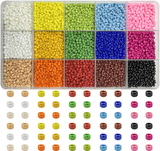 Glass Seed Beads for Jewellery Making, 3mm Small Mini Beads 15 Colors product image