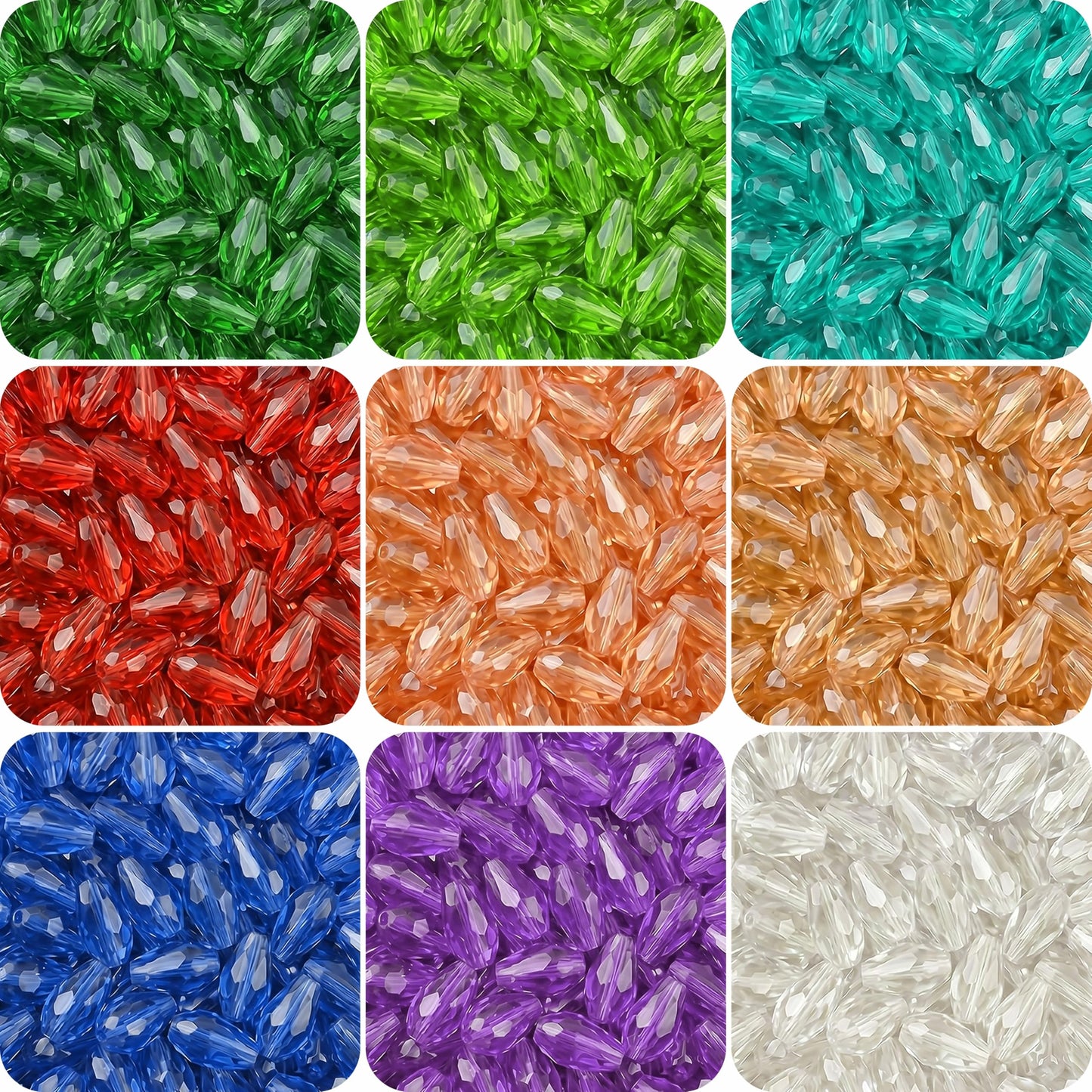 Create sparkling bracelet and necklace details using 15x10mm teardrop beads for jewelry making.