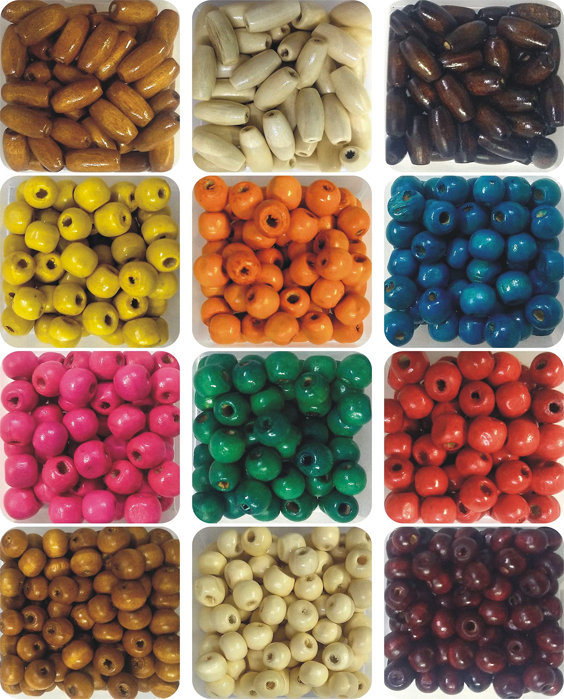 Use colored beads + wooden beads and brown 8mm and 8 mm beads to finish bracelet making, necklace making and DIY jewellery projects with a clean decorative look.