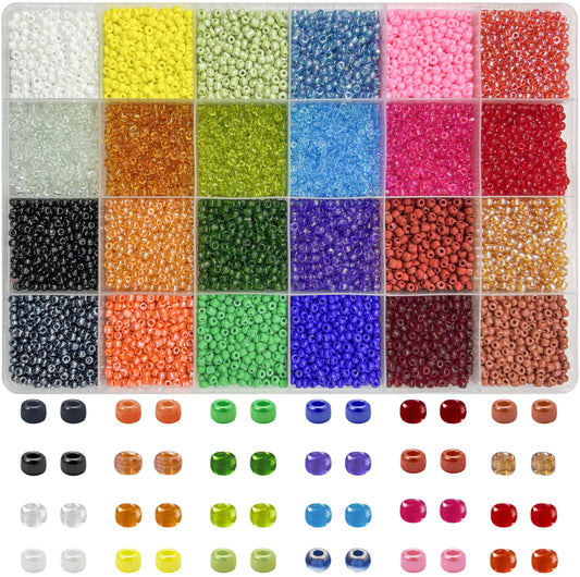 Glass Seed Beads for Jewellery Making, 3mm Small Mini Beads 24 Colours product image