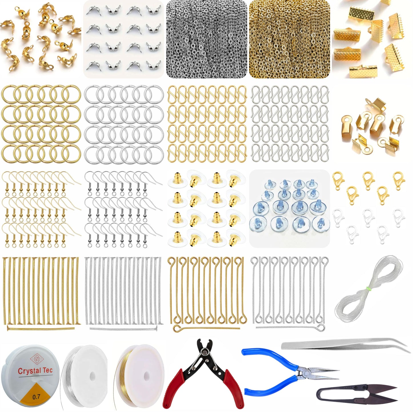 Multicolour and gold metal jewellery making kit helps shape a polished result for DIY jewellery making, bracelet making and craft classes with a tidy finished look.