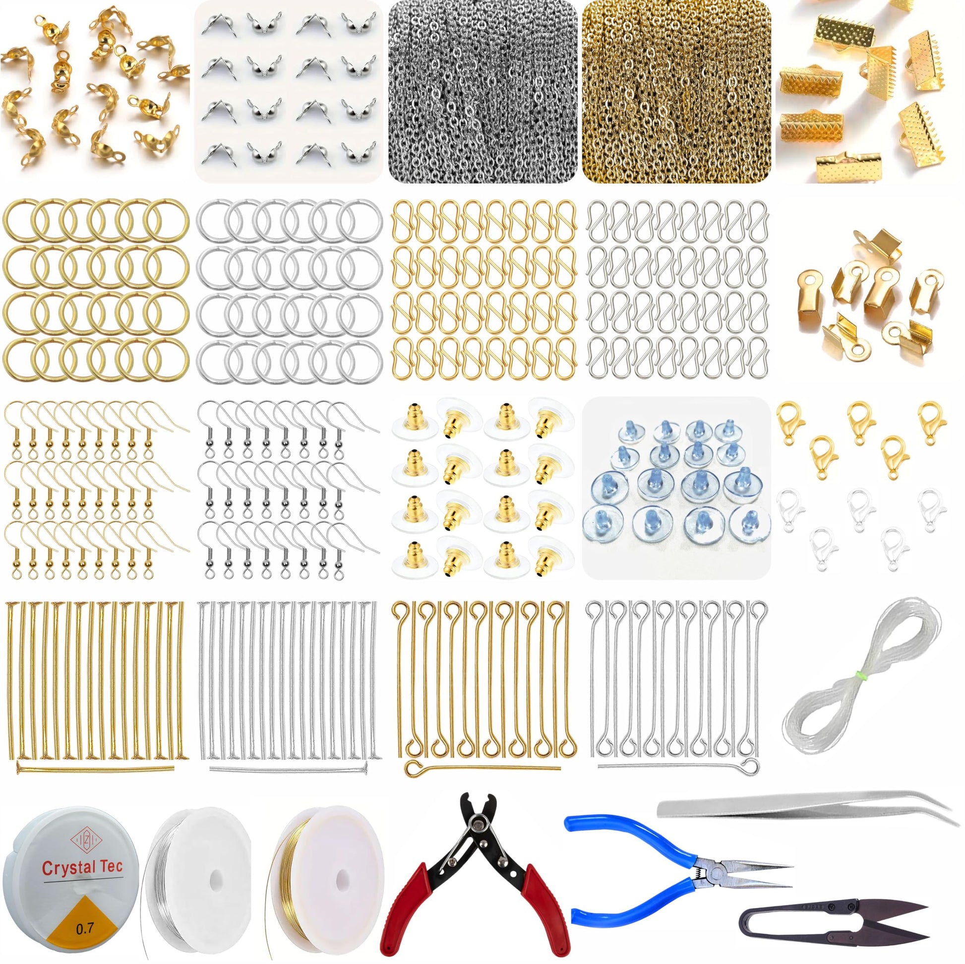 Multicolour and gold metal jewellery making kit helps shape a polished result for DIY jewellery making, bracelet making and craft classes with a tidy finished look.