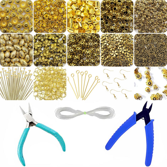 To add a clean decorative look, place gold metal jewellery making kit into DIY jewellery making, bracelet making and craft classes.