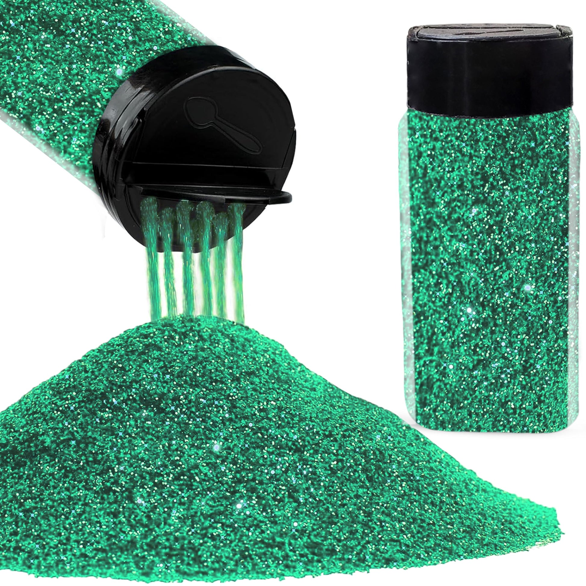 Dark Blue Sparkle Fine Glitter Dust Powder with Sprinkler Bottle. Main product image showing the full product layout.