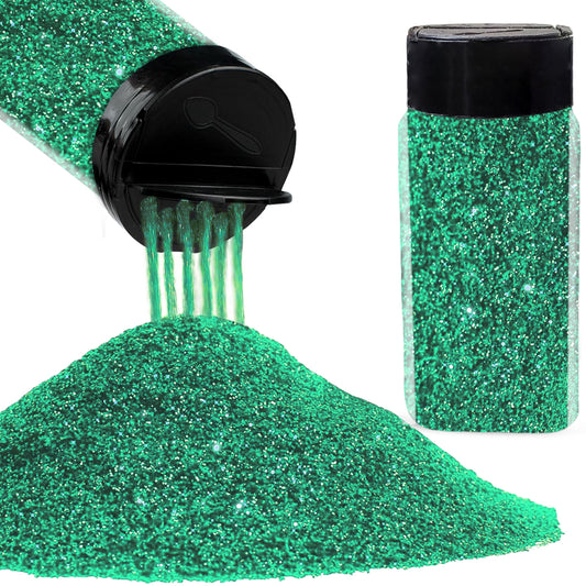 Dark Blue Sparkle Fine Glitter Dust Powder with Sprinkler Bottle. Main product image showing the full product layout.