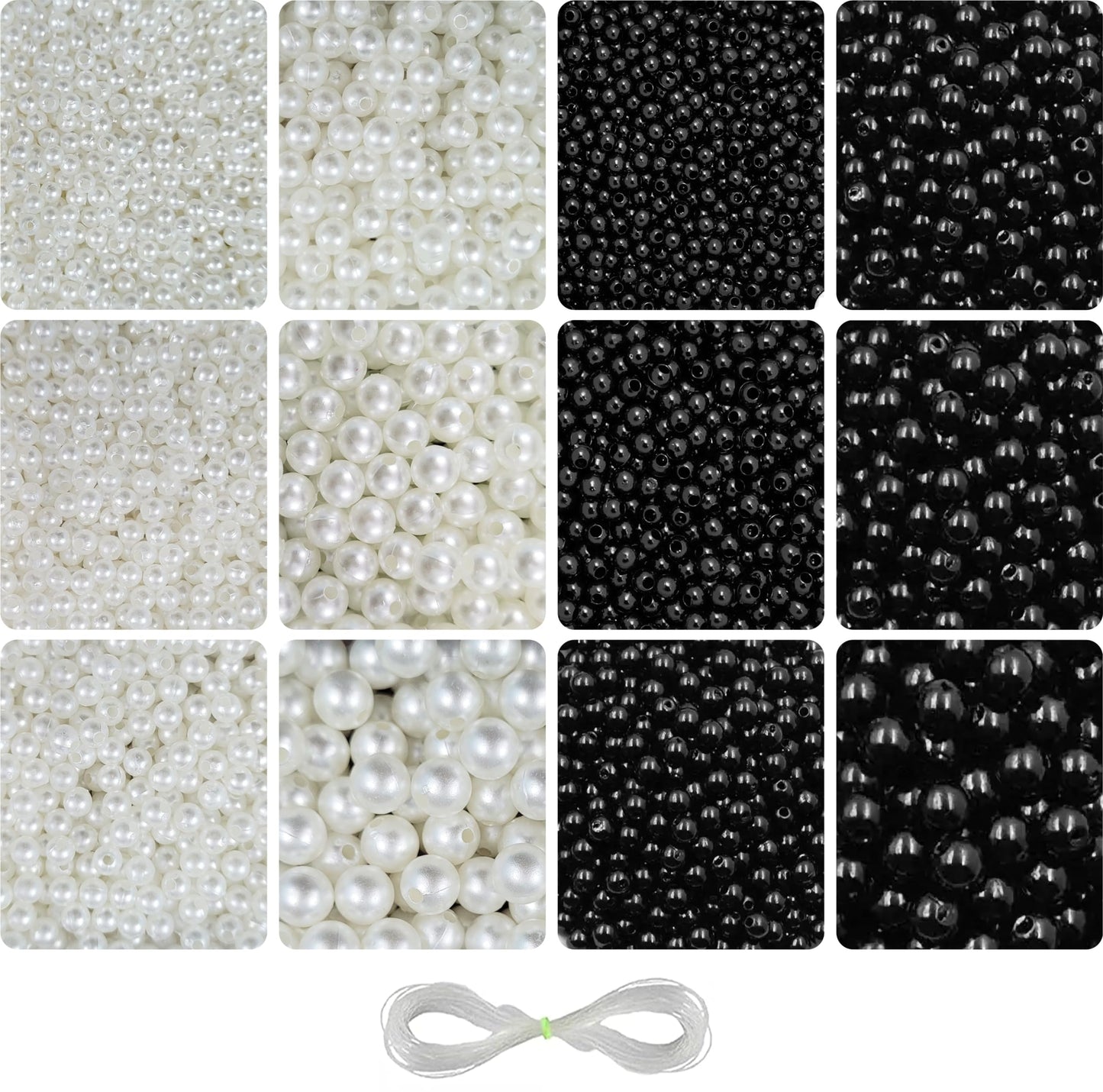 White + black 10 mm and 3mm beads add useful detail to bracelet making, necklace making and DIY jewellery projects.