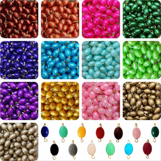 Oval Shaped Hanging Glass Beads - Multicolor 8MM (450 Beads)