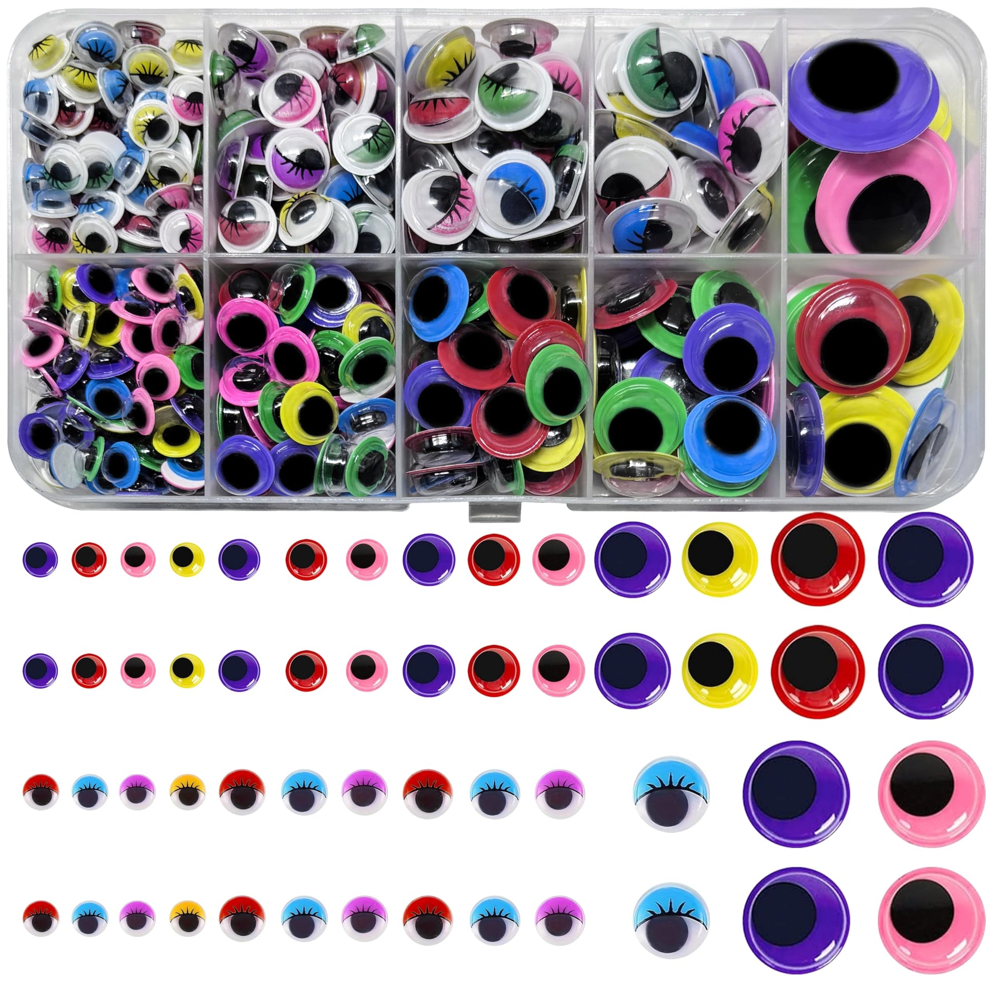 Bring handmade characters to life with 350 pcs multicolor googly eyes for cards, toys and school crafts.
