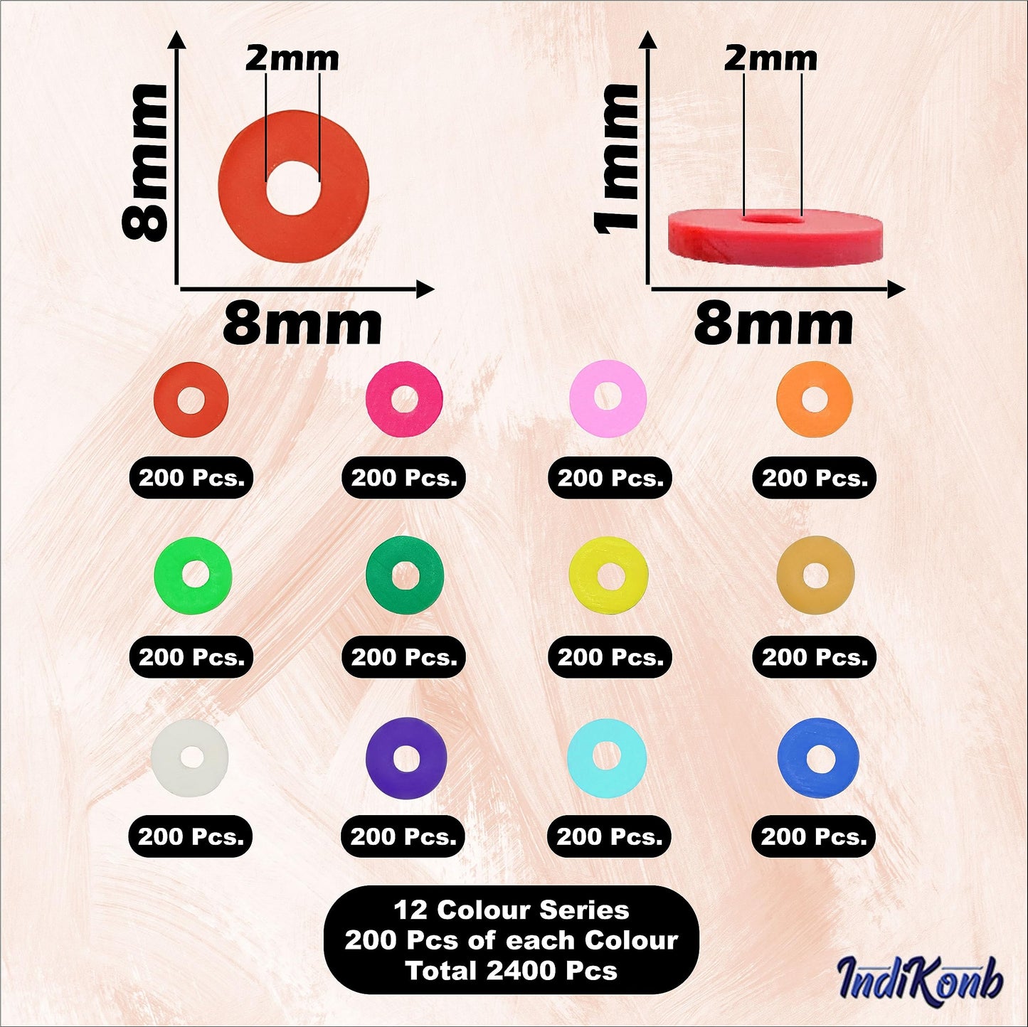 The look of multicolour 8mm beads suits necklace making and DIY jewellery projects, especially for handmade beadwork accent to handmade projects with polymer clay detail.