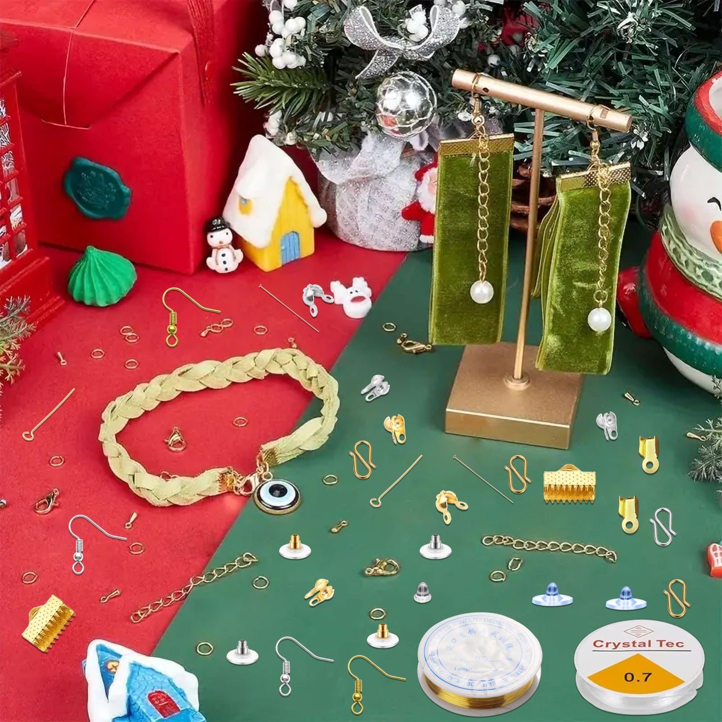 Jewellery Making Kit with Chain Hooks Jump Rings Pins Clasps Silver and Gold image 3