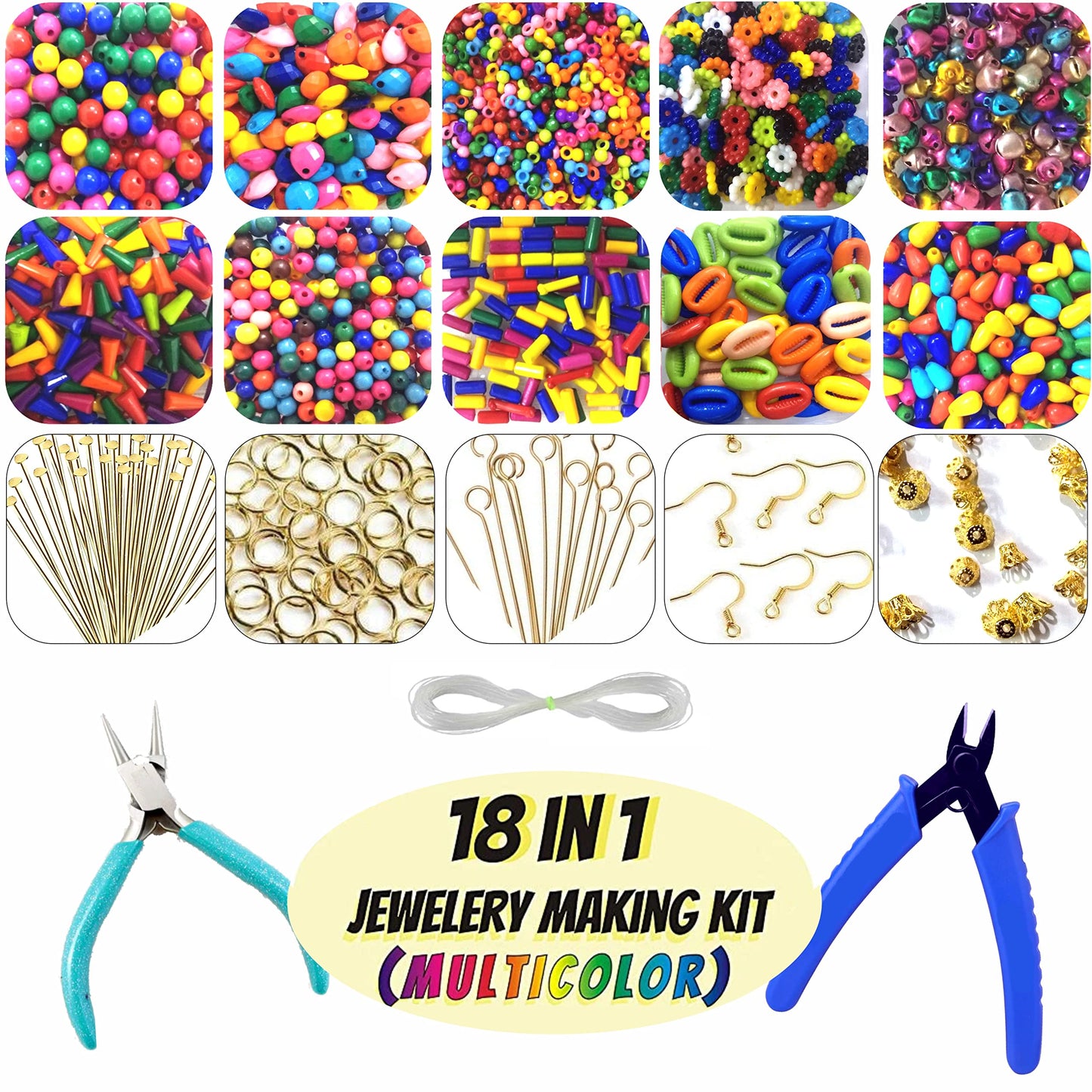 A balanced detail for DIY jewellery making, bracelet making and craft classes, multicolour beads and metal jewellery making kit offer a clean decorative look.
