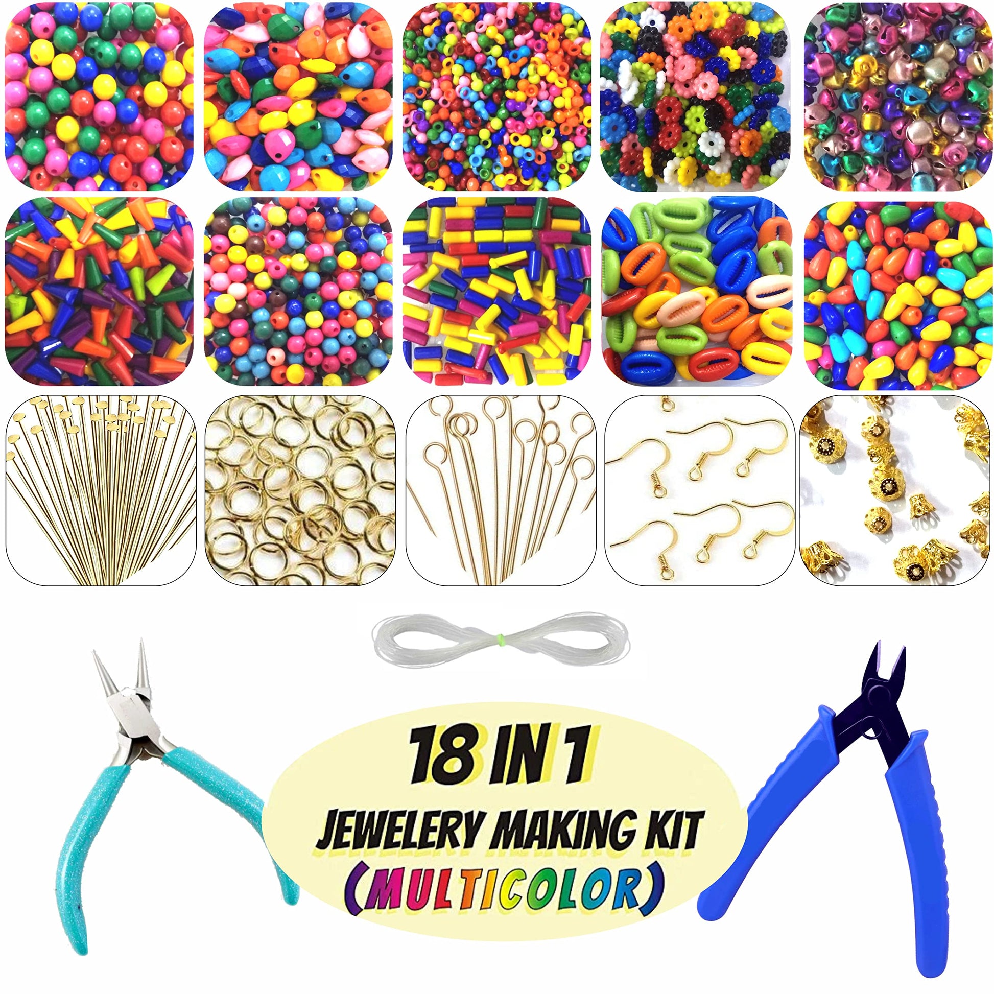 A balanced detail for DIY jewellery making, bracelet making and craft classes, multicolour beads and metal jewellery making kit offer a clean decorative look.