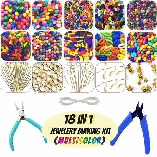 Multicolour beads and metal jewellery making kit are useful for detailed work in DIY jewellery making, bracelet making and craft classes.