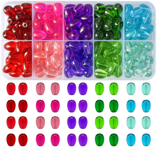 Let assorted light-catching glass bead pieces add clean bead detail to bracelet making and saree kuchu work.