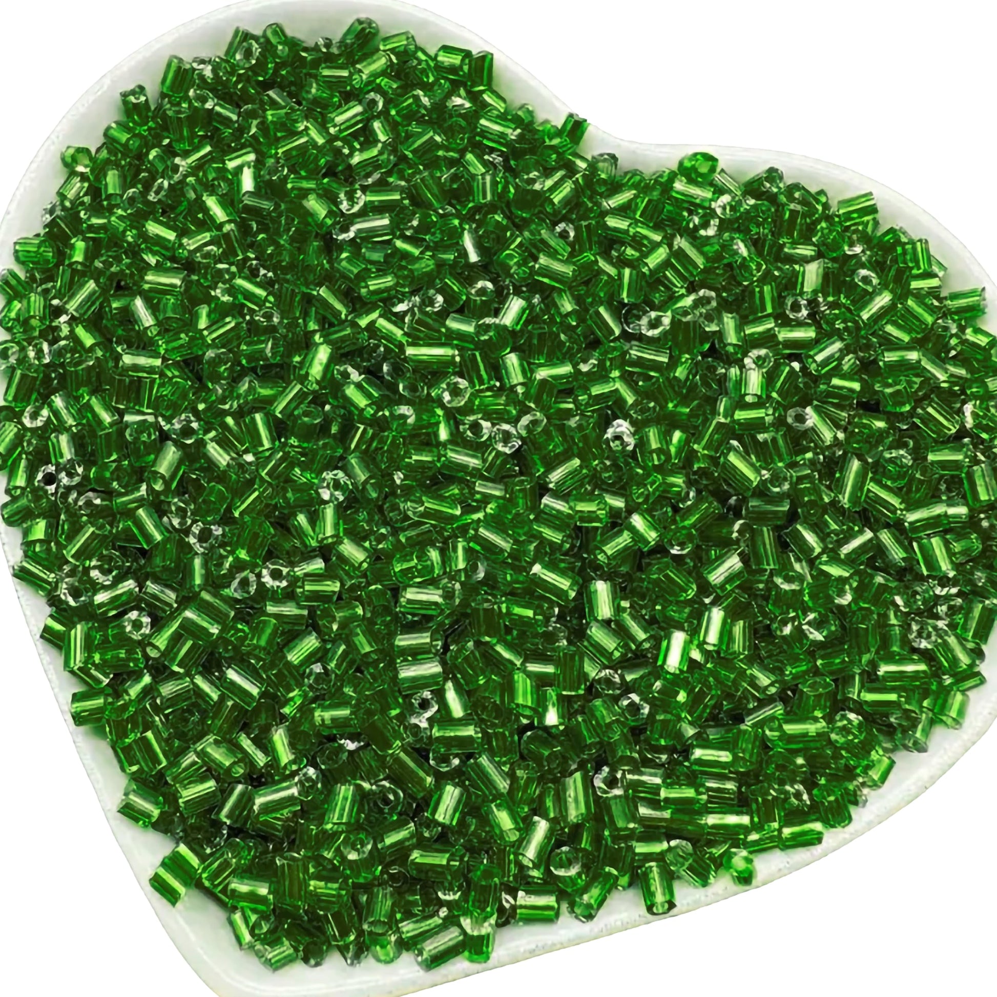 Clean comes through clearly in green and silver 2.5mm small cut cylinder silverline tubes 2.5mm shiny for DIY craft projects, creative hobby work and decorative handmade designs.