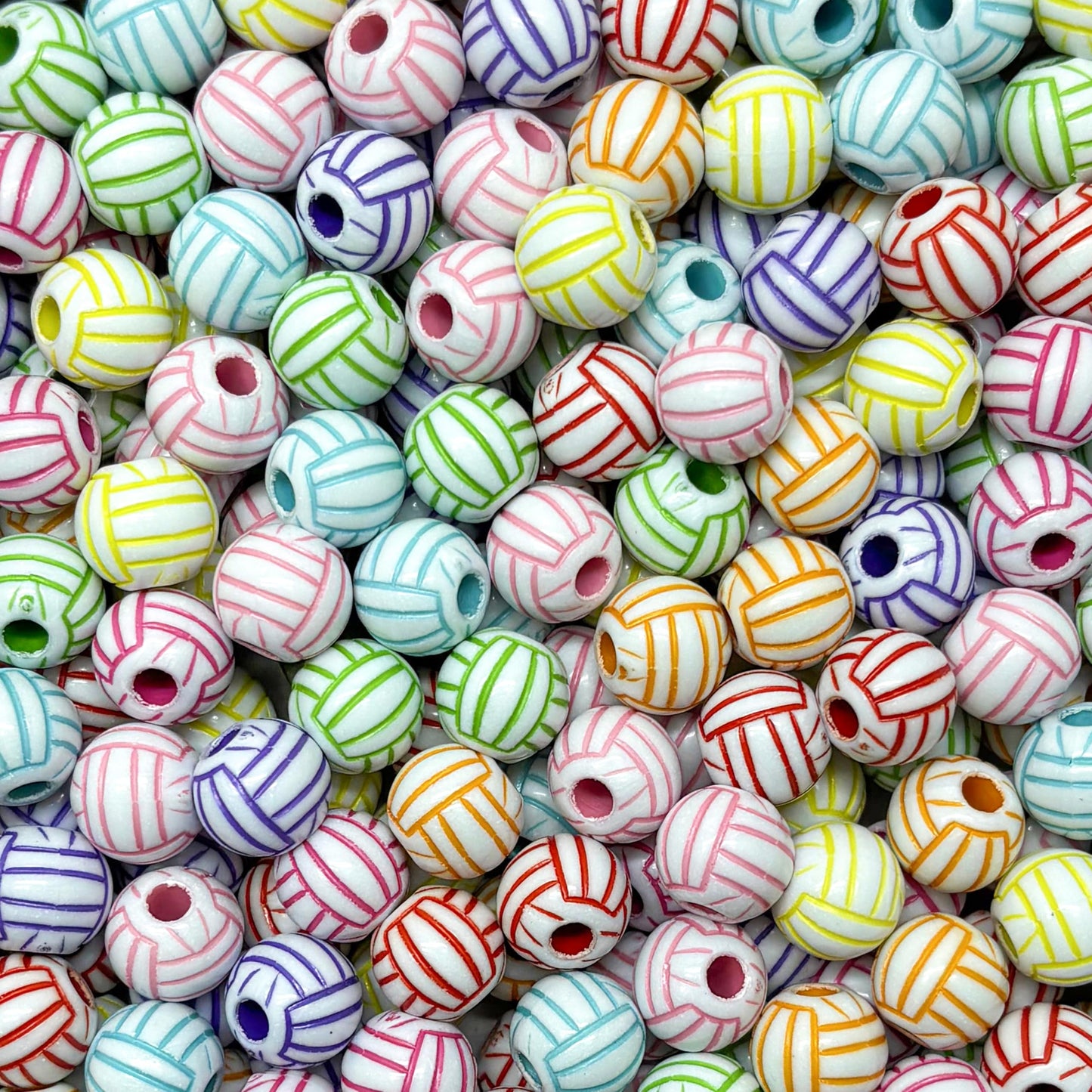 Jewelry making beads with colorful volleyball design