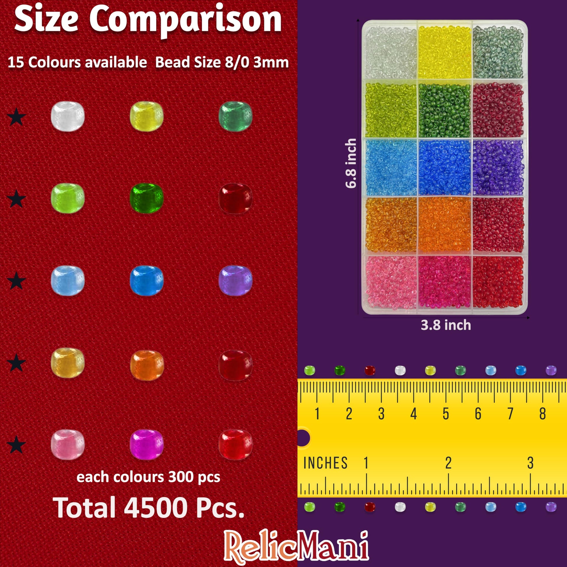 Glass Seed Beads for Jewellery Making, 3mm Small Mini Beads 15 Colour image 2
