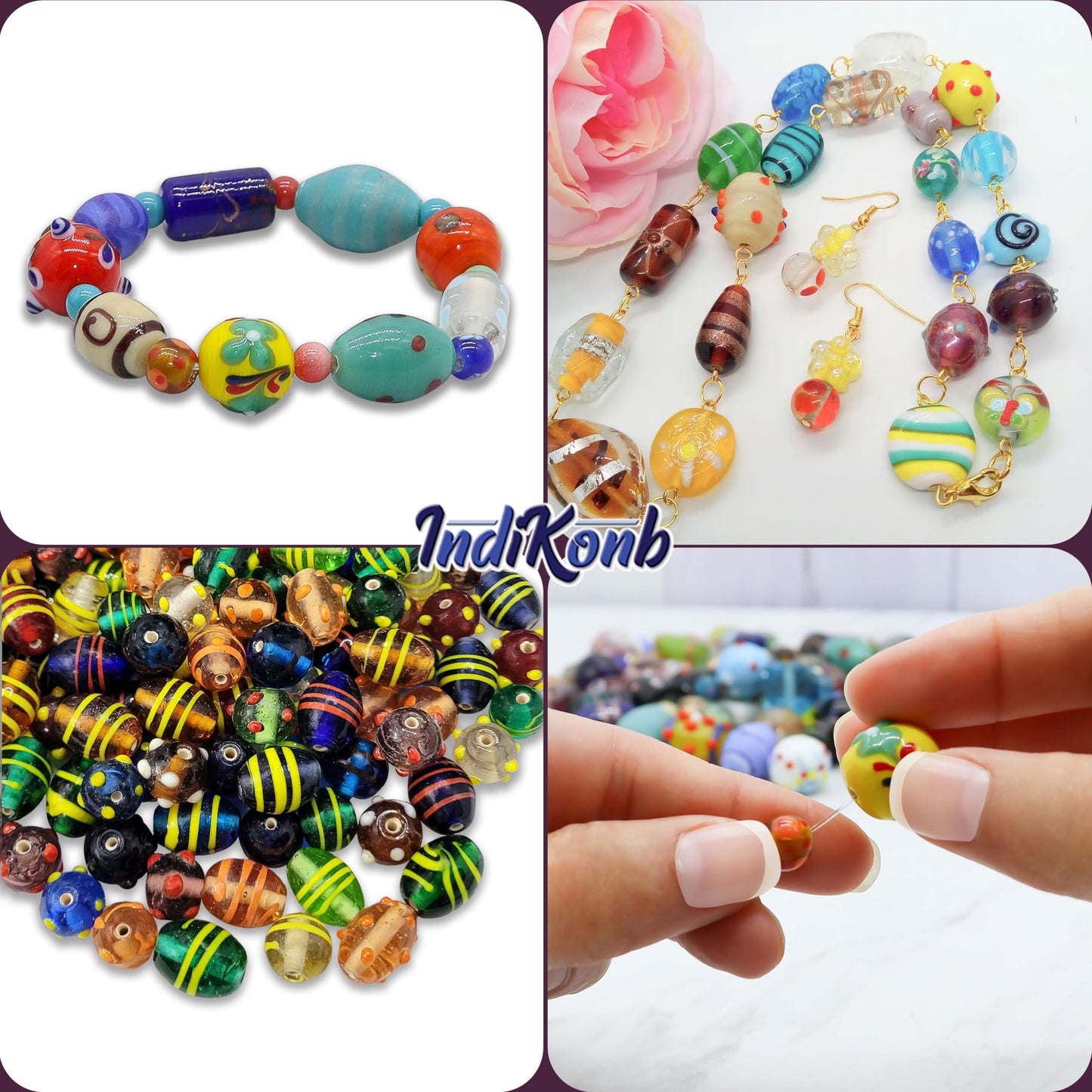 Large Fancy Glass Beads - 100 pcs