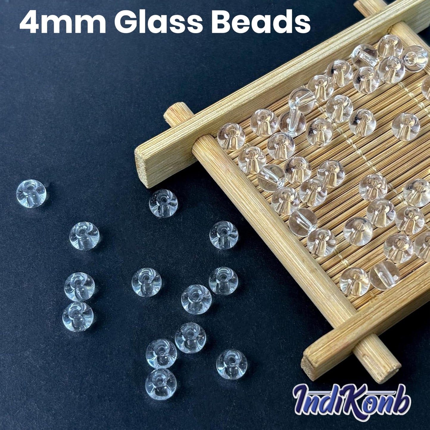 Transparent and multicolour 4mm beads fit into beading craft without making the design feel heavy.
