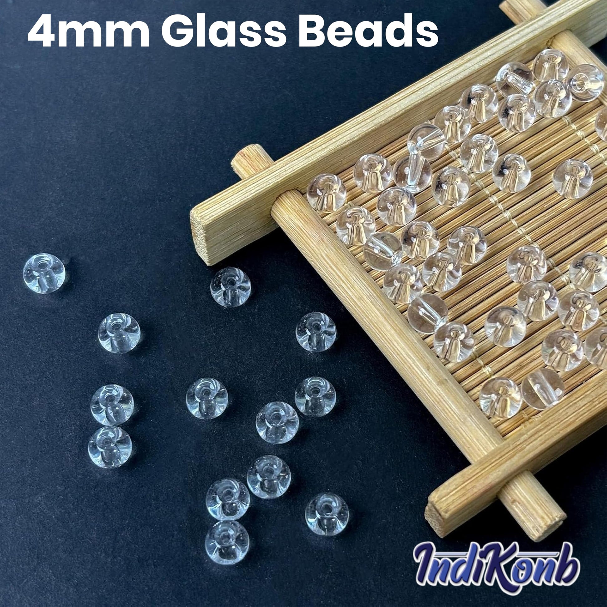 Transparent and multicolour 4mm beads fit into beading craft without making the design feel heavy.