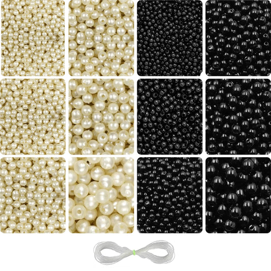 A clean decorative look makes off white + black 10mm and 3mm beads suitable for bracelet making, necklace making and DIY jewellery projects.