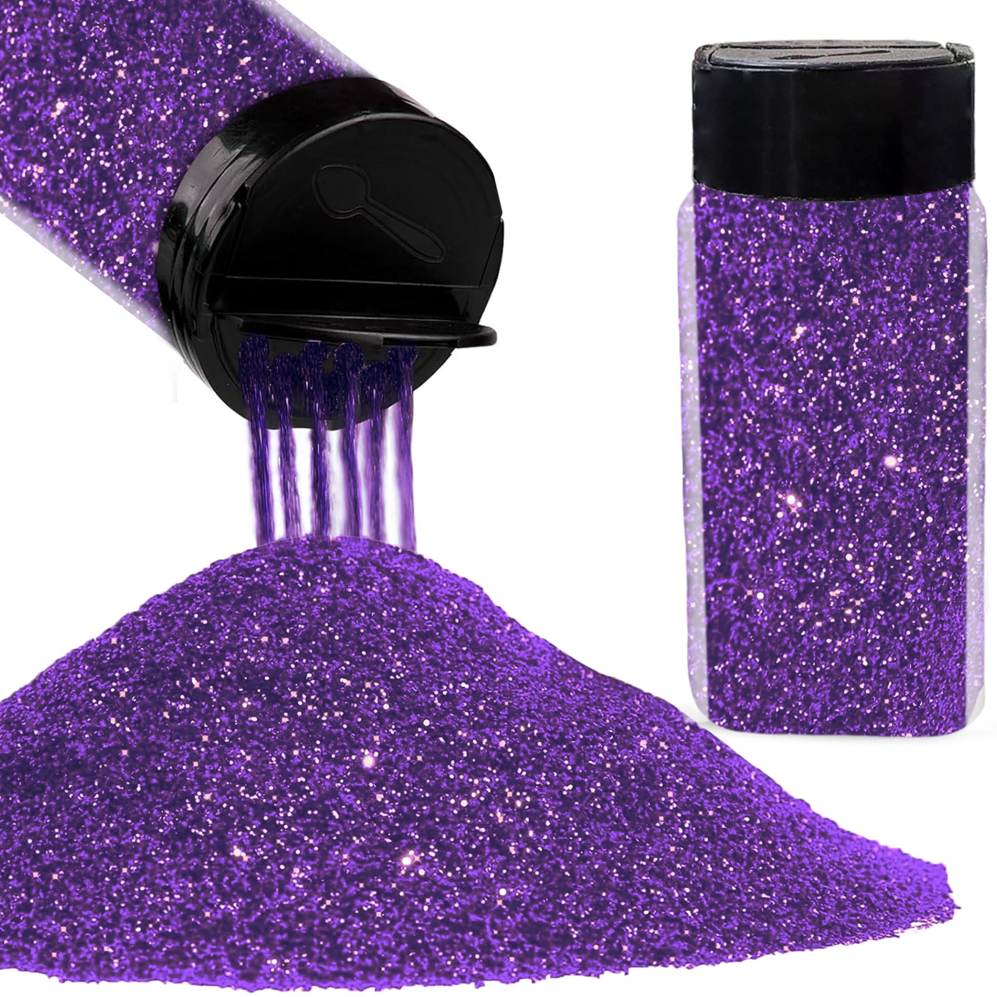 Purple and multicolour 50g glitter powder supports resin art, card making and scrapbooking with a clean decorative finish.
