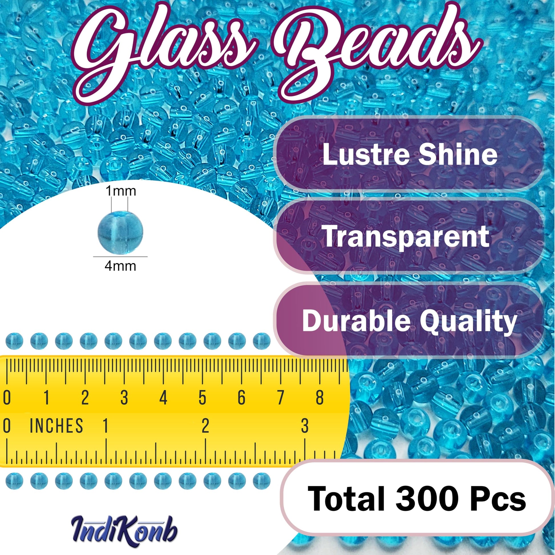 For neat results in necklace making and DIY jewellery projects, sea blue and multicolour 4mm beads are a useful detail.
